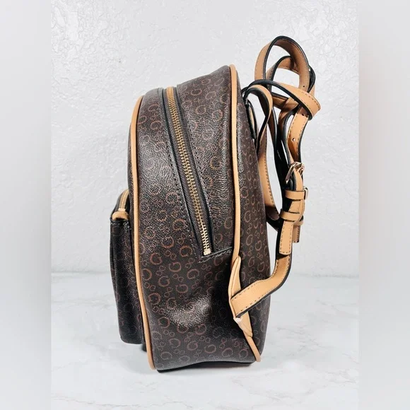 GUESS Monogram Brown and Tan Backpack - Picture 4 of 13